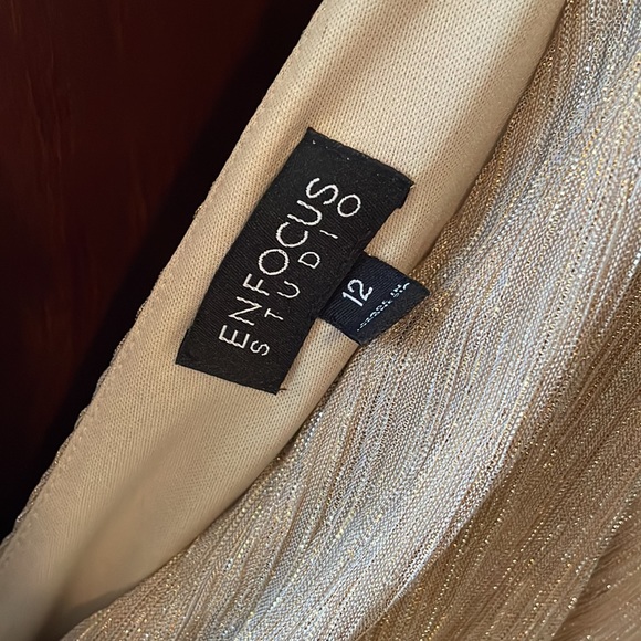 Women’s cocktail/evening dress, gold/black, knee length, size 12, new with tag - Picture 6 of 7